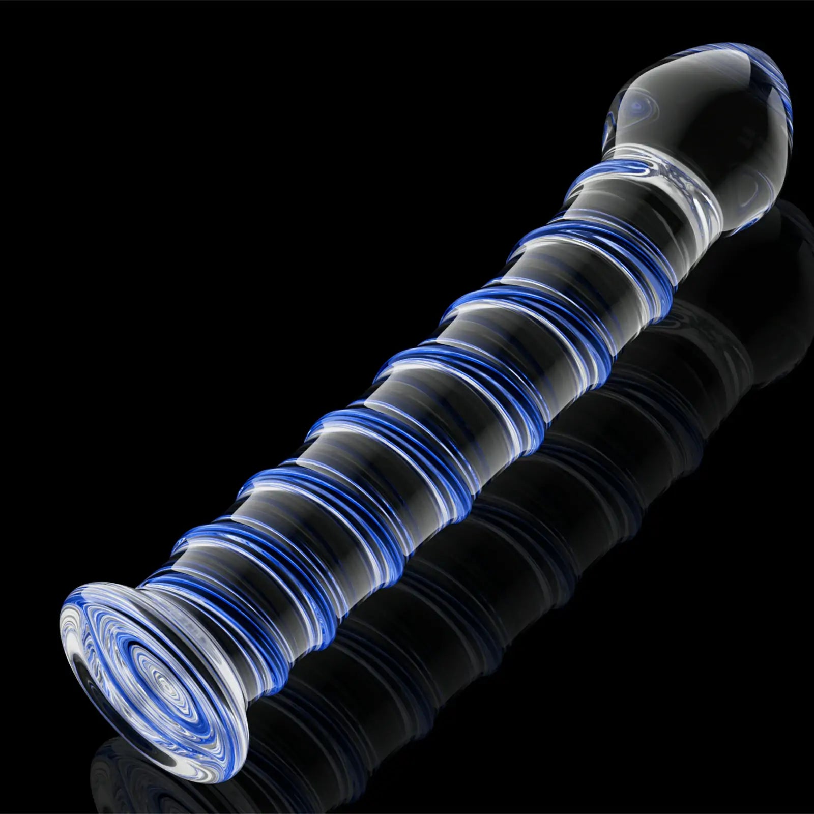 Single Head Threaded Blue Glass Dildo