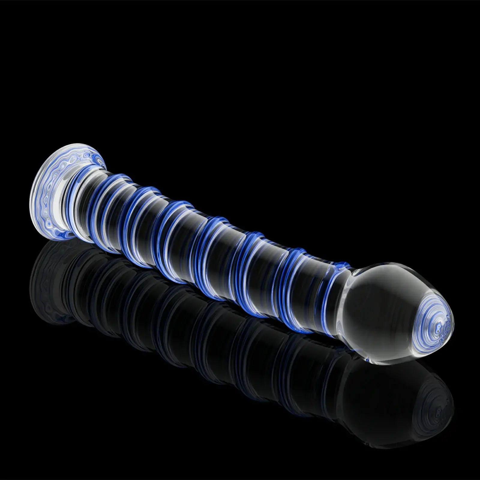 Single Head Threaded Blue Glass Dildo