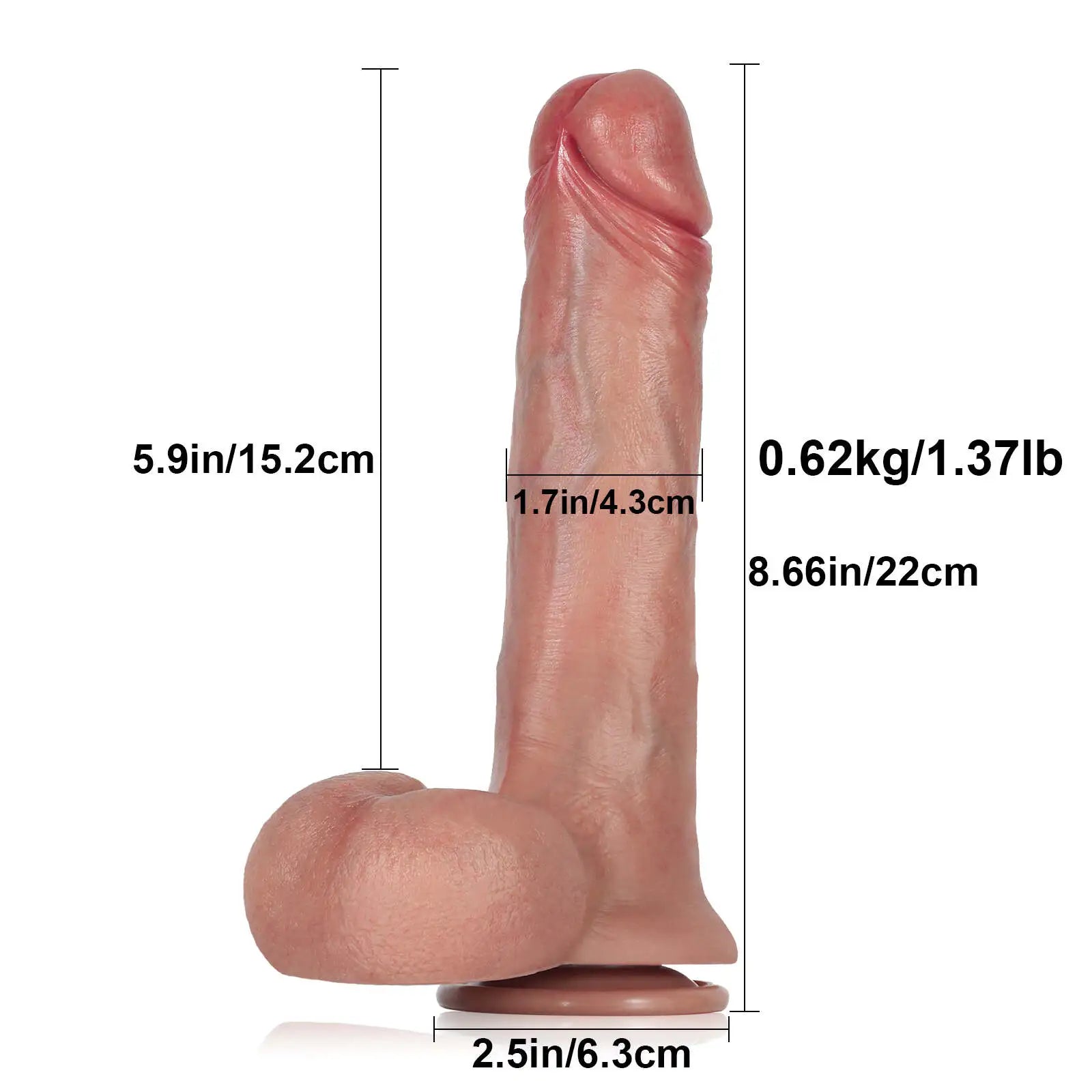 High Frequency Thrusting Vibration Silicone Dildo 8.66 Inch