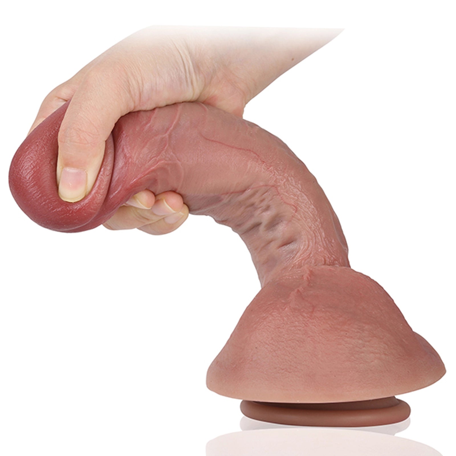 Lifelike Big Glans Silicone Dildo with Keel 8.66 Inch