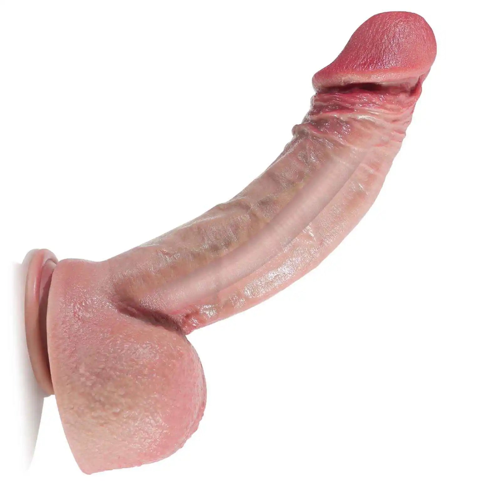 Lifelike Double Layer Silicone Thick Dildo with Keel 11 Inch