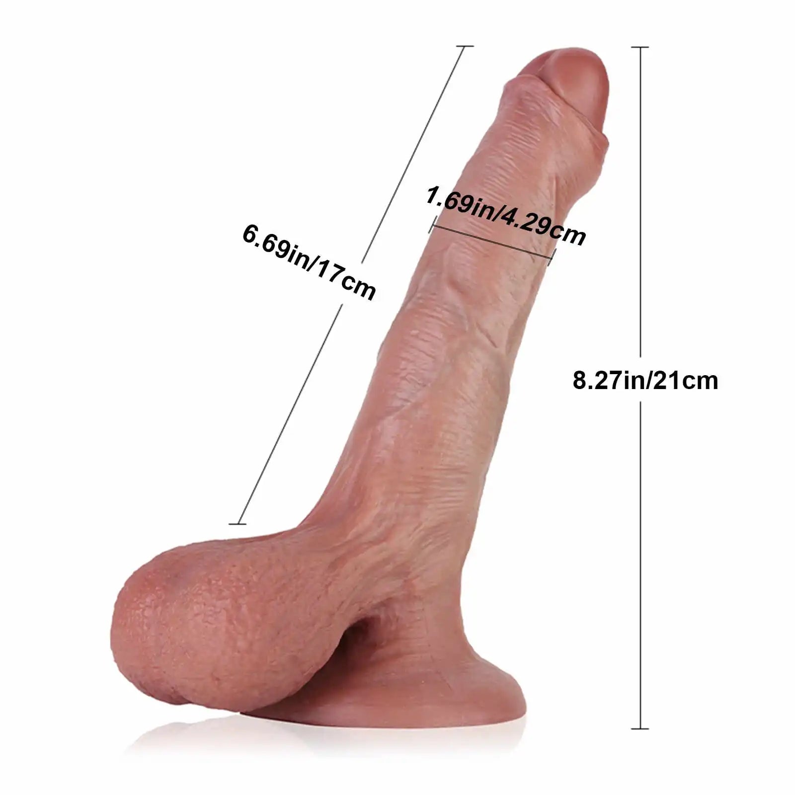 Lifelike Foreskin Silicone Dildo with Big Balls 8.27 Inch