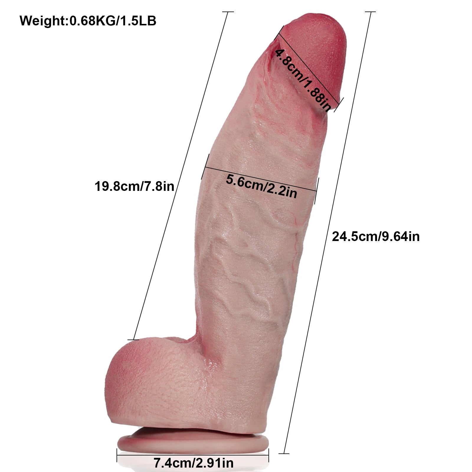 Lifelike Silicone Dildo with Thick Shaft 9.64 Inch