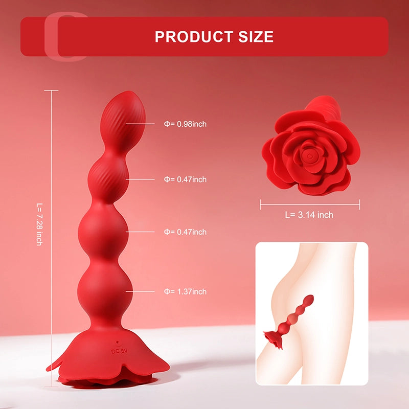 10 Rotate Twist & Vibration Modes Remote Control Rose Base Anal Beads