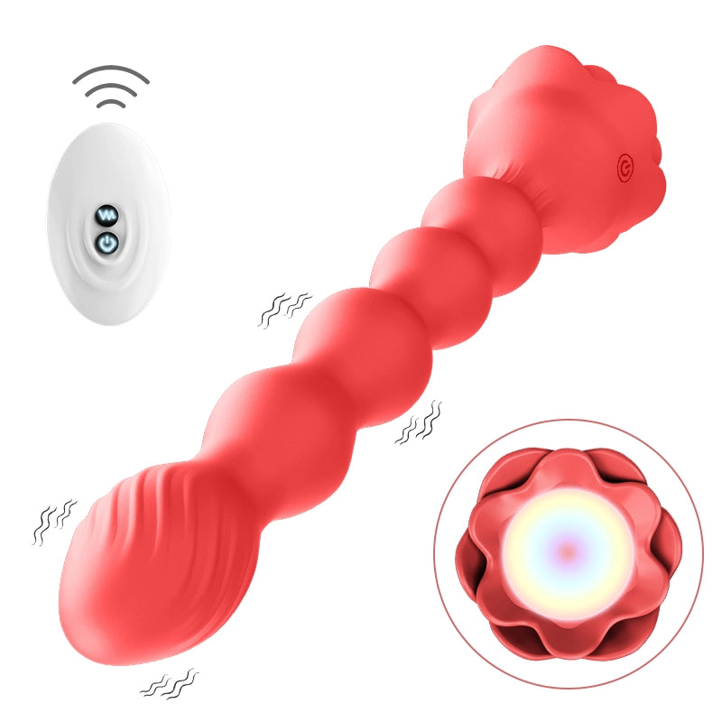 10 Vibration Modes Remote Control Anal Beads with Light Base