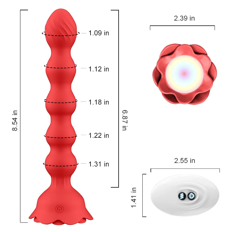 10 Vibration Modes Remote Control Anal Beads with Light Base