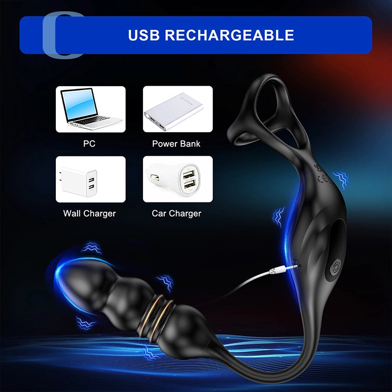 9 Vibration Remote Control Wearable Anal Beads Massager