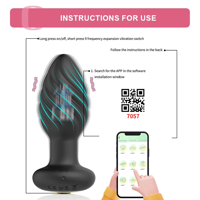 App Remote Control Vibrating Butt Plug with 10 Vibrating Modes
