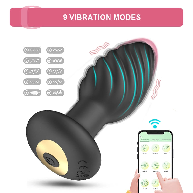App Remote Control Vibrating Butt Plug with 10 Vibrating Modes
