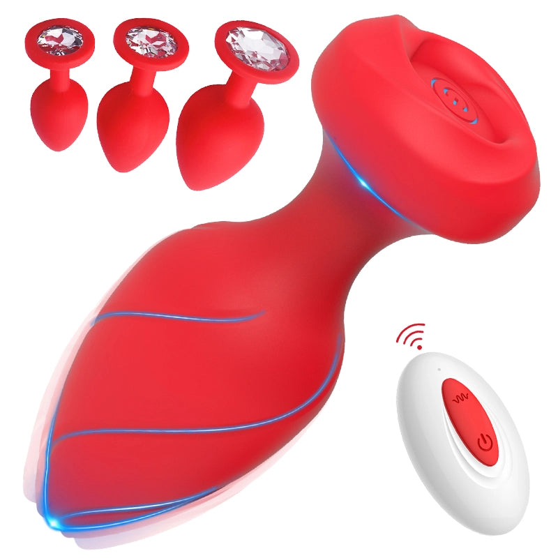 4PCs Remote Control Vibrating Silicone Anal Plug Set