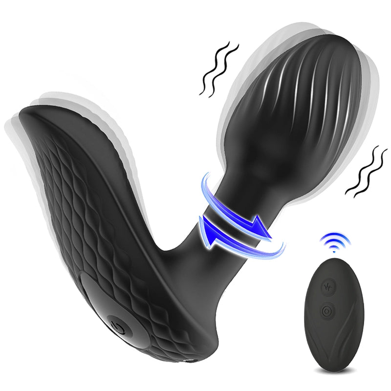 Remote Control Silicone Butt Plug with 9 Vibration & Rotation Modes