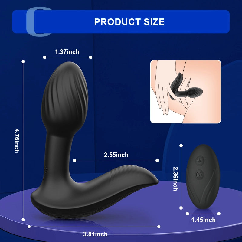 Remote Control Silicone Butt Plug with 9 Vibration & Rotation Modes