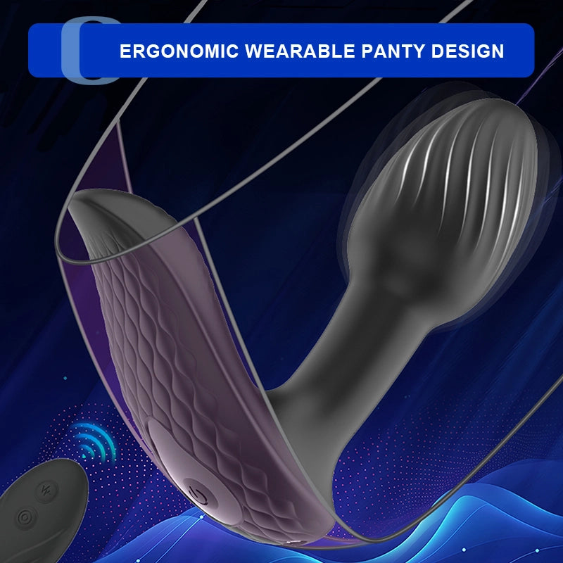Remote Control Silicone Butt Plug with 9 Vibration & Rotation Modes