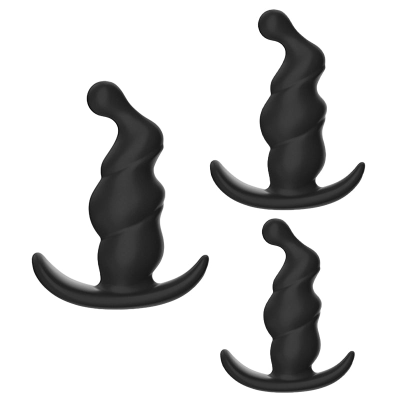 3Pcs Beginner Spiral Silicone Butt Plugs Set