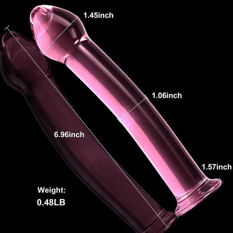 Mushroom Head Curved Crystal Glass Dildo 6.96 Inch