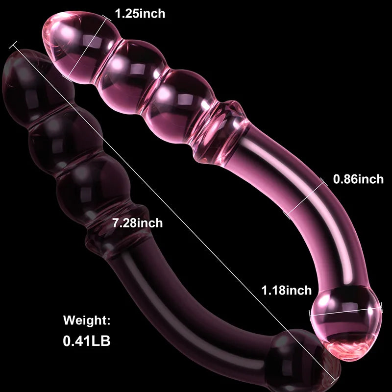 Curved Anal Bead Glass Dildo 7.67Inch