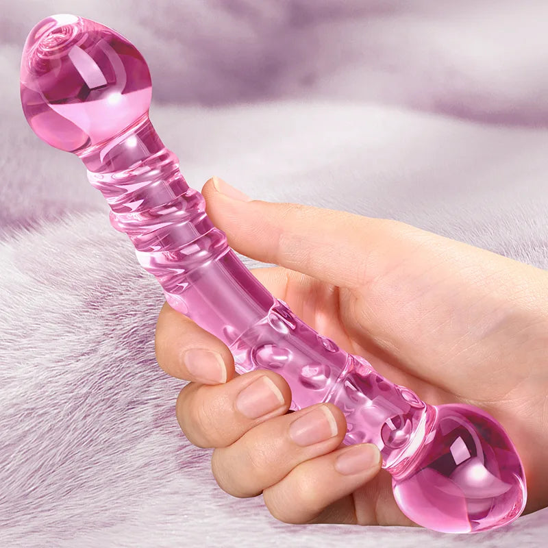 Curved Double-end Thread Glass Dildo 7Inch