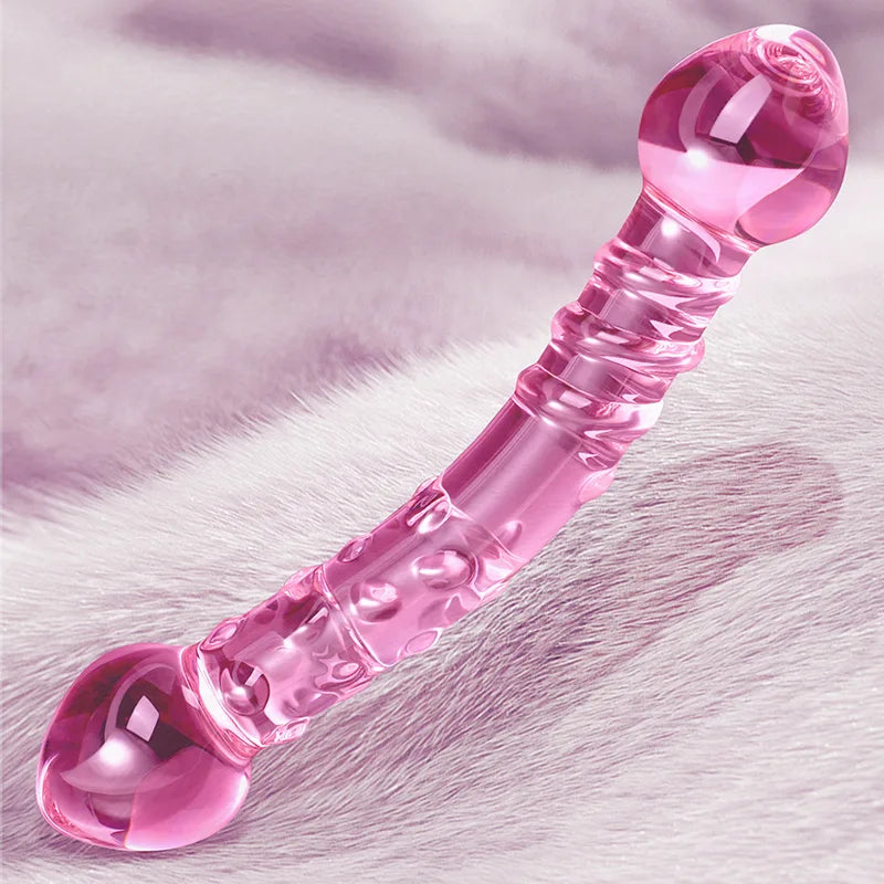 Curved Double-end Thread Glass Dildo 7Inch