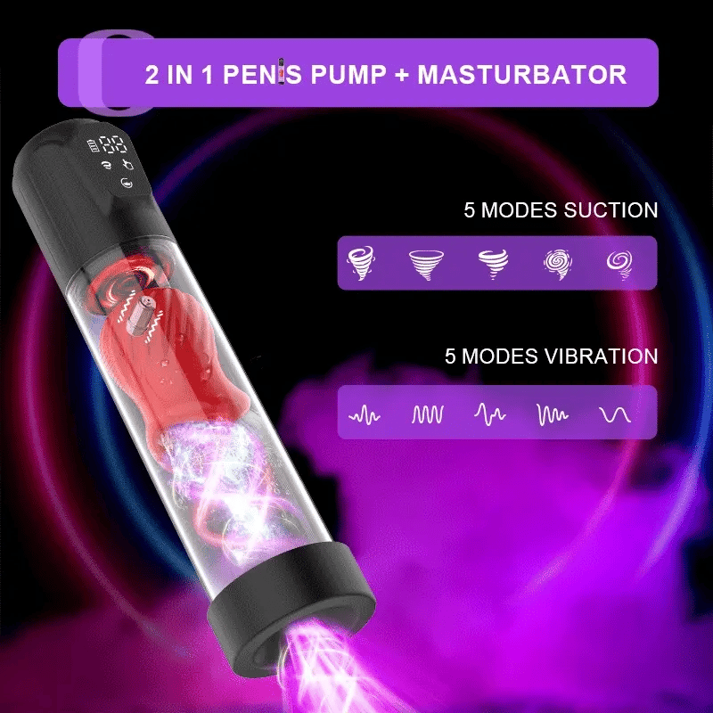 Built-in Vibrating Mouth Sleeve Vacuum Penis Pump