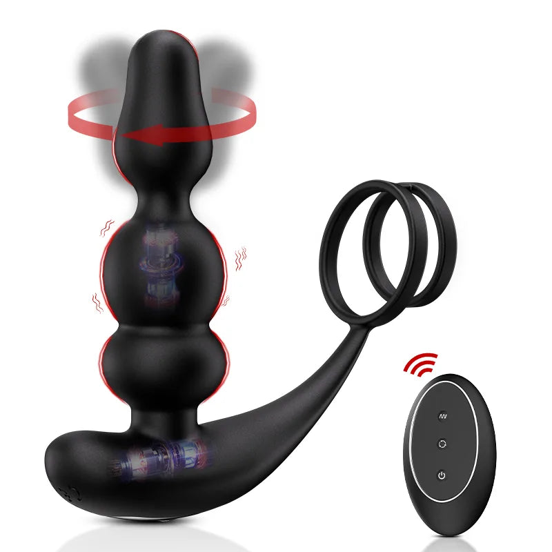 9 Rotating Vibrating Remote Control Wearable Beads Prostate Massager