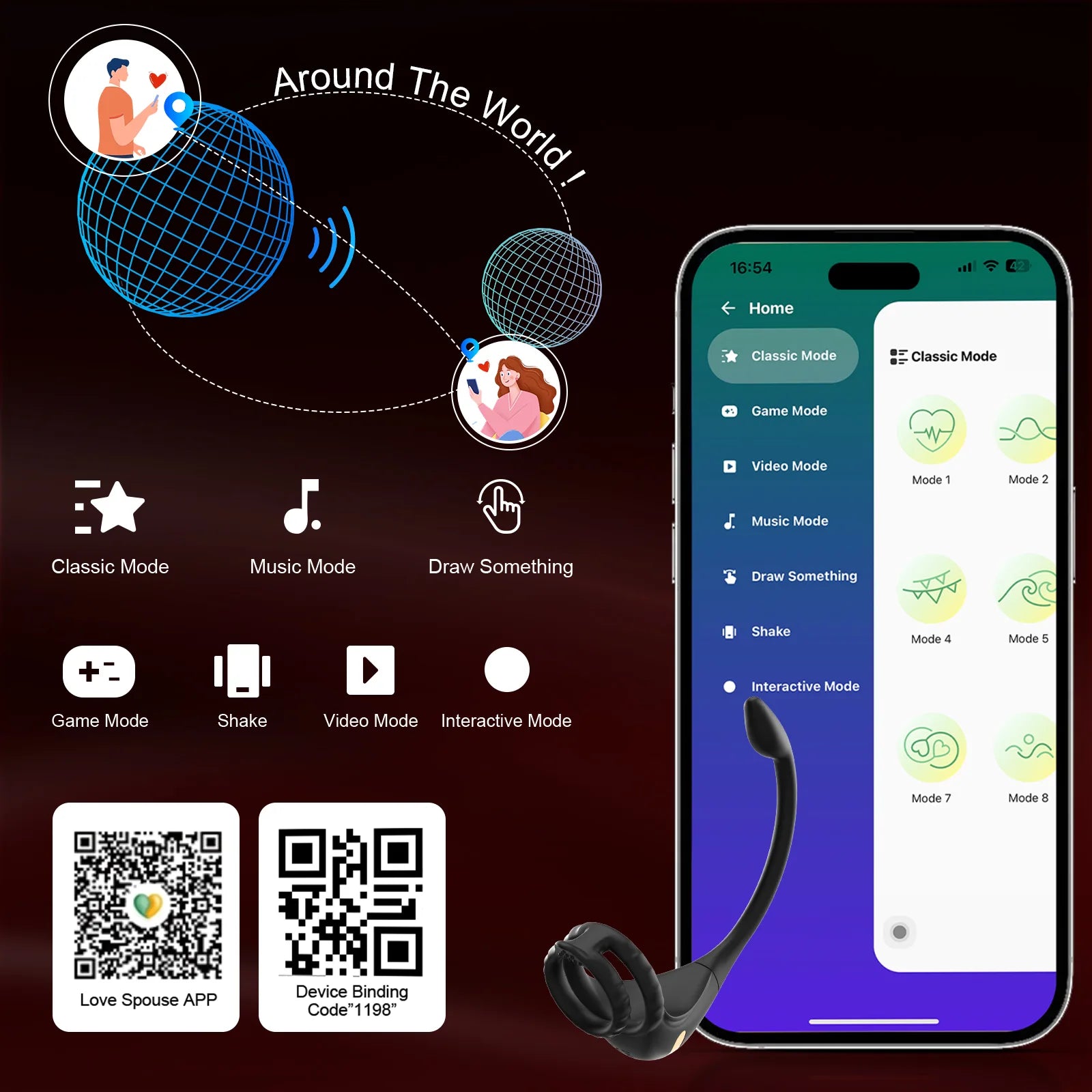 APP Remote Control 2 in 1 Prostate Massager & Penis Ring Toy