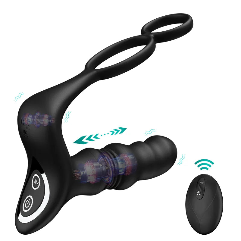 9 Thrusting Vibrating Remote Control Wearable Prostate Massager