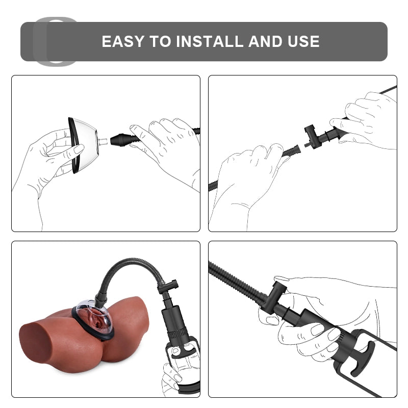 Manual Vacuum Pussy Pump with 2 Suction Cups