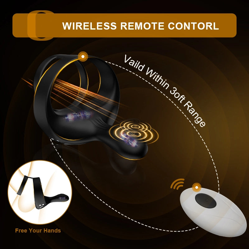Wireless Remote Control Cock Ring Penis Testicle Vibrator