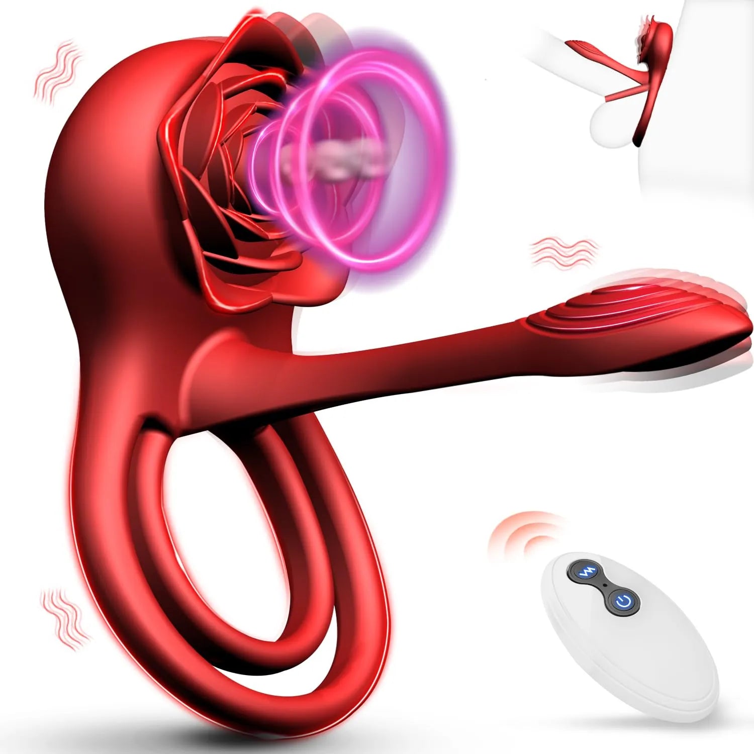 10 Vibration Mode Dual Motor Rose Cock Ring