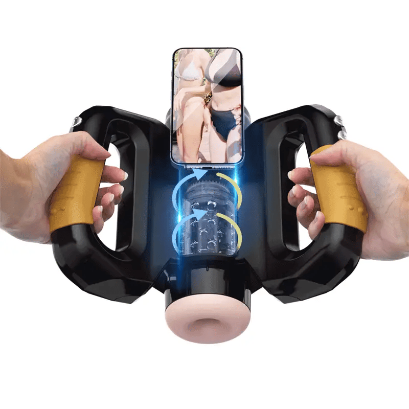10 Rotating Thrusting Handle Male Stroker with Phone Holder