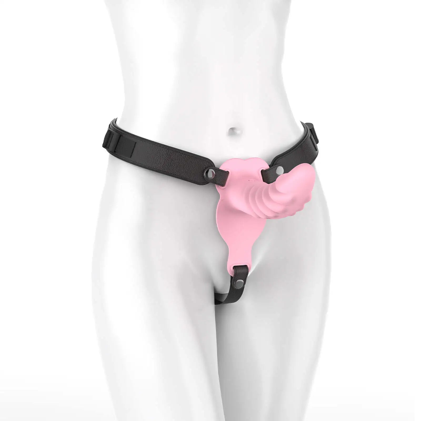 Multi Textured Lesbian Strap On Dildo with 10 Vibrations 7.59 Inch