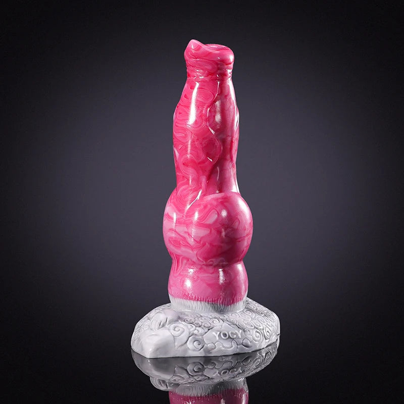 Pink Silicone Dog Dildo 8.27 Inch