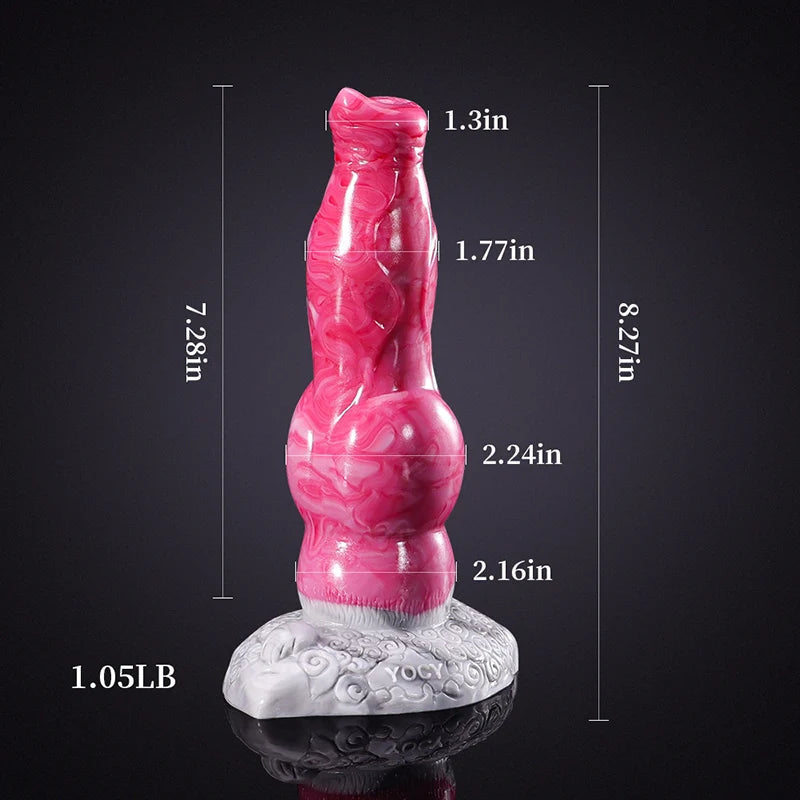 Pink Silicone Dog Dildo 8.27 Inch