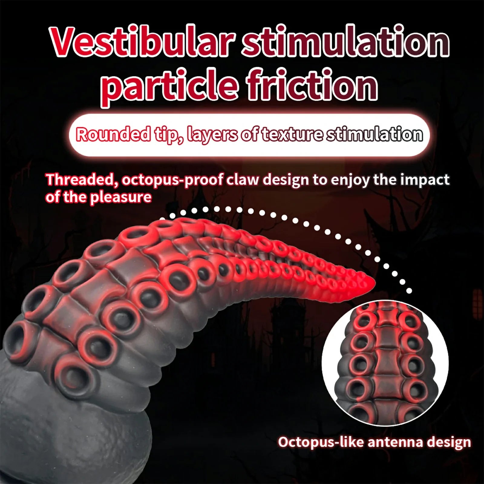 Realistic 9 Inch Tentacle Dildo Smooth Silicone Suction Base Intense Stimulation