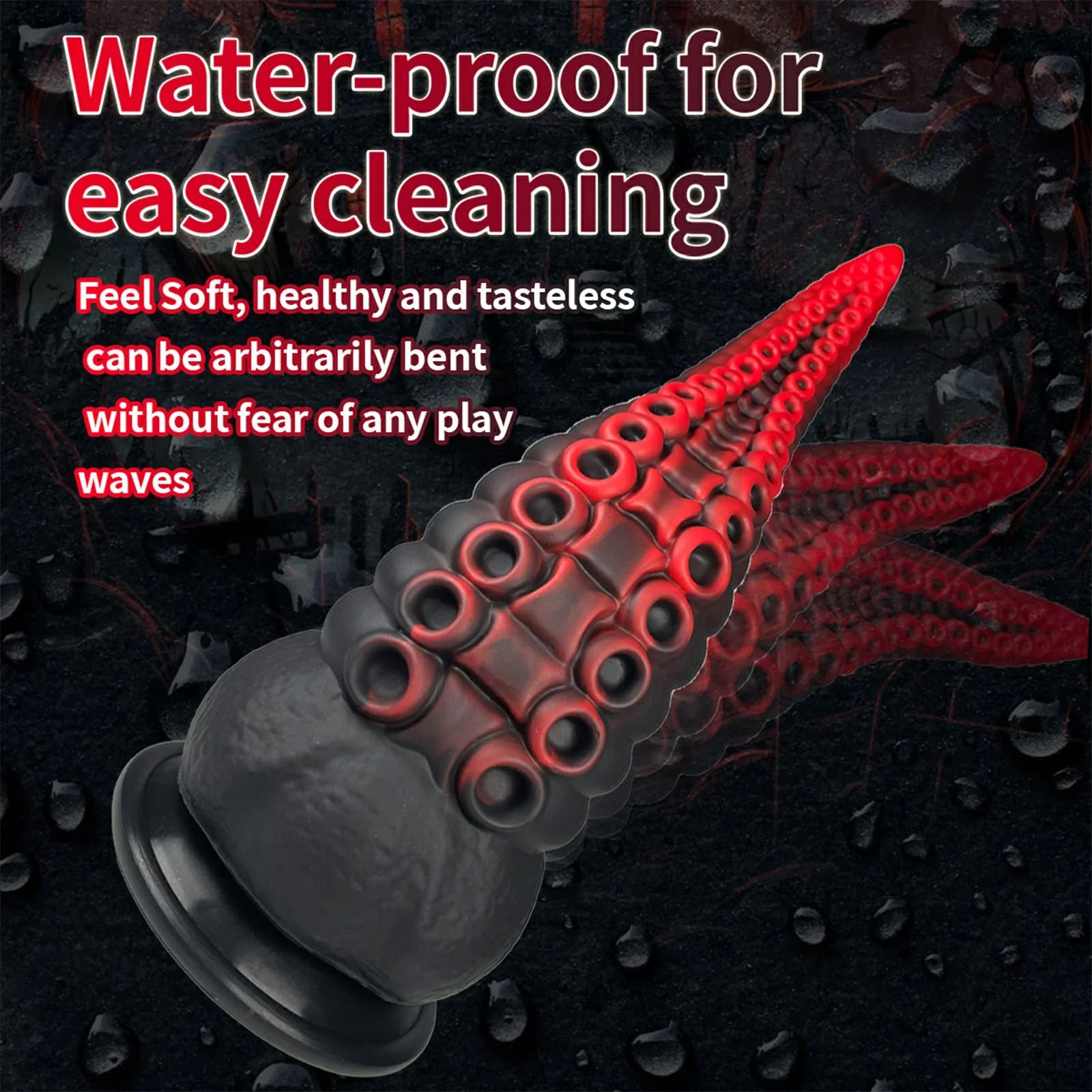 Realistic 9 Inch Tentacle Dildo Smooth Silicone Suction Base Intense Stimulation