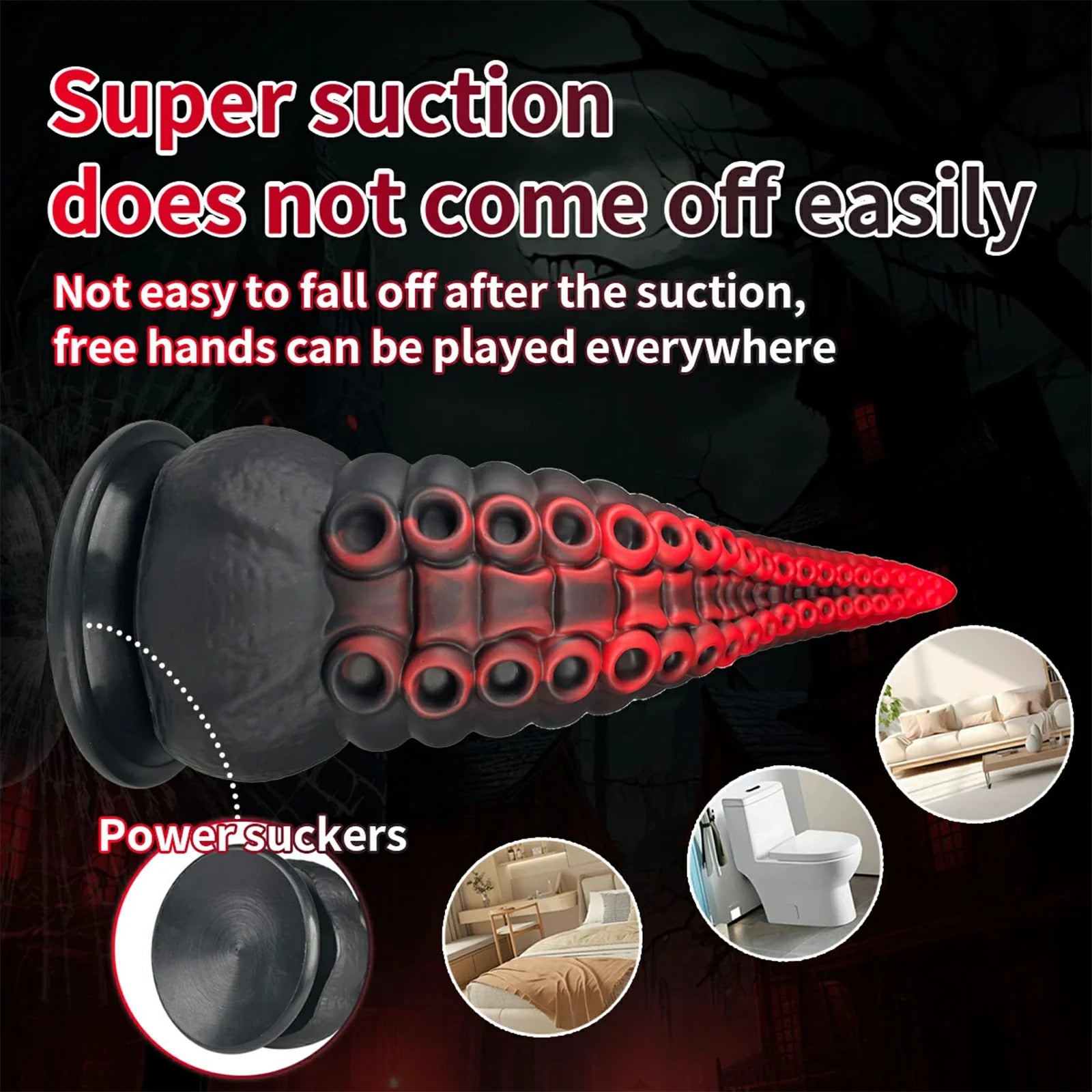 Realistic 9 Inch Tentacle Dildo Smooth Silicone Suction Base Intense Stimulation