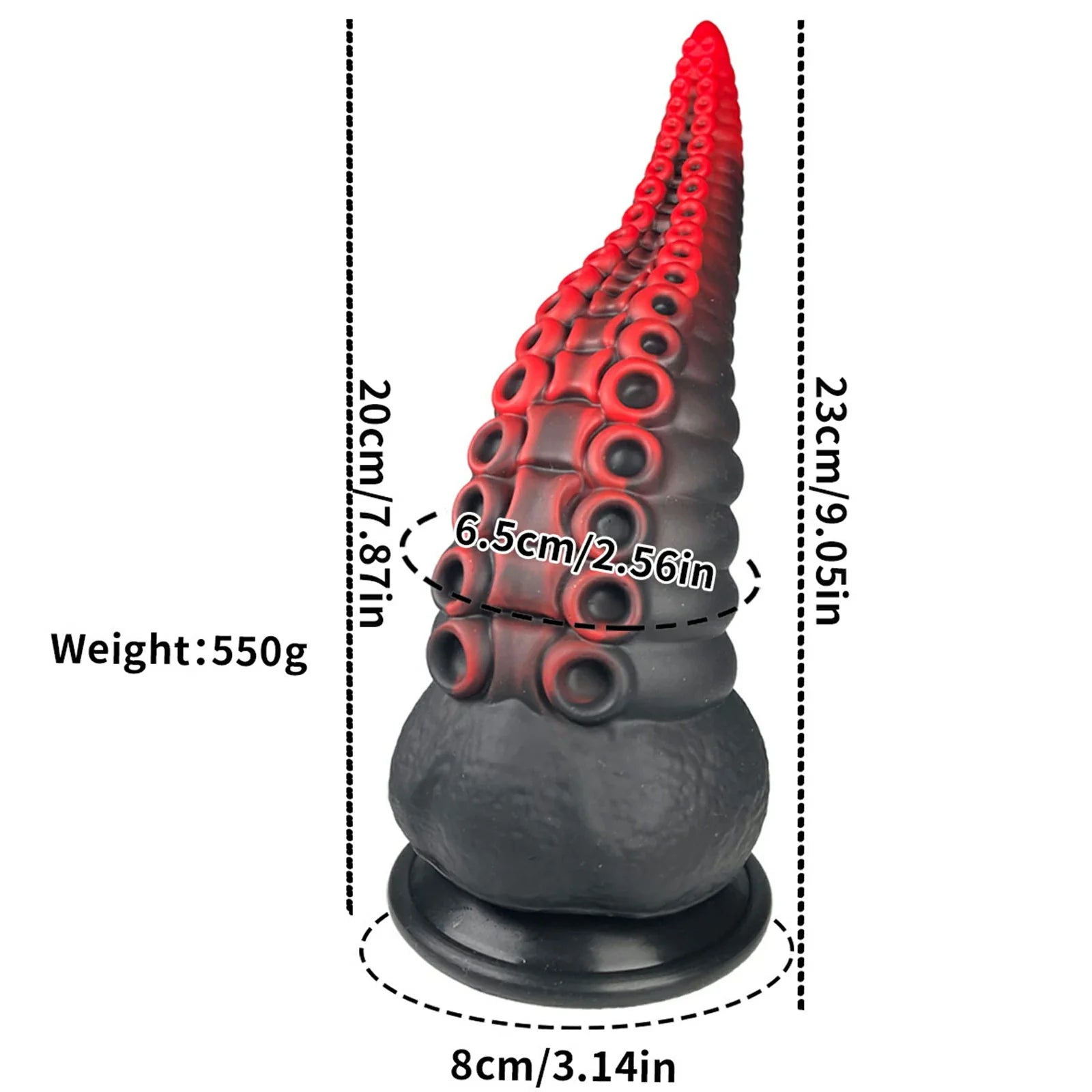 Realistic 9 Inch Tentacle Dildo Smooth Silicone Suction Base Intense Stimulation