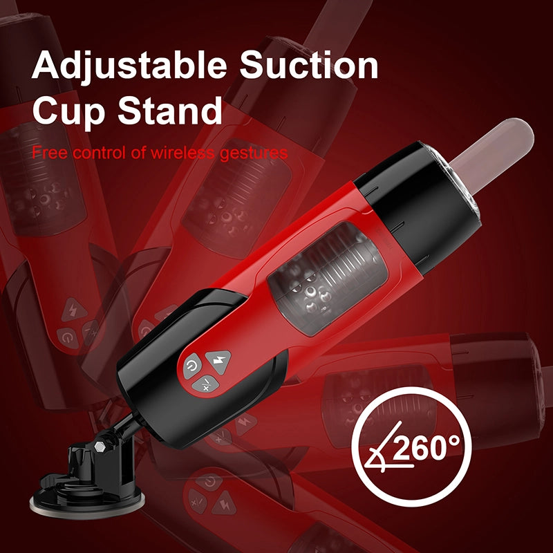 Rotation Telescopic Hands-Free Suction Cup Base Male Masturbator