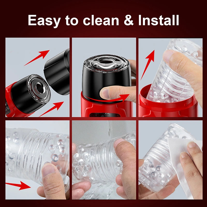 Rotation Telescopic Hands-Free Suction Cup Base Male Masturbator