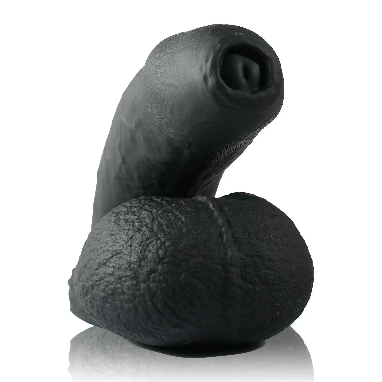 Silicone Black Soft Realistic Foreskin Dildo 5 Inch