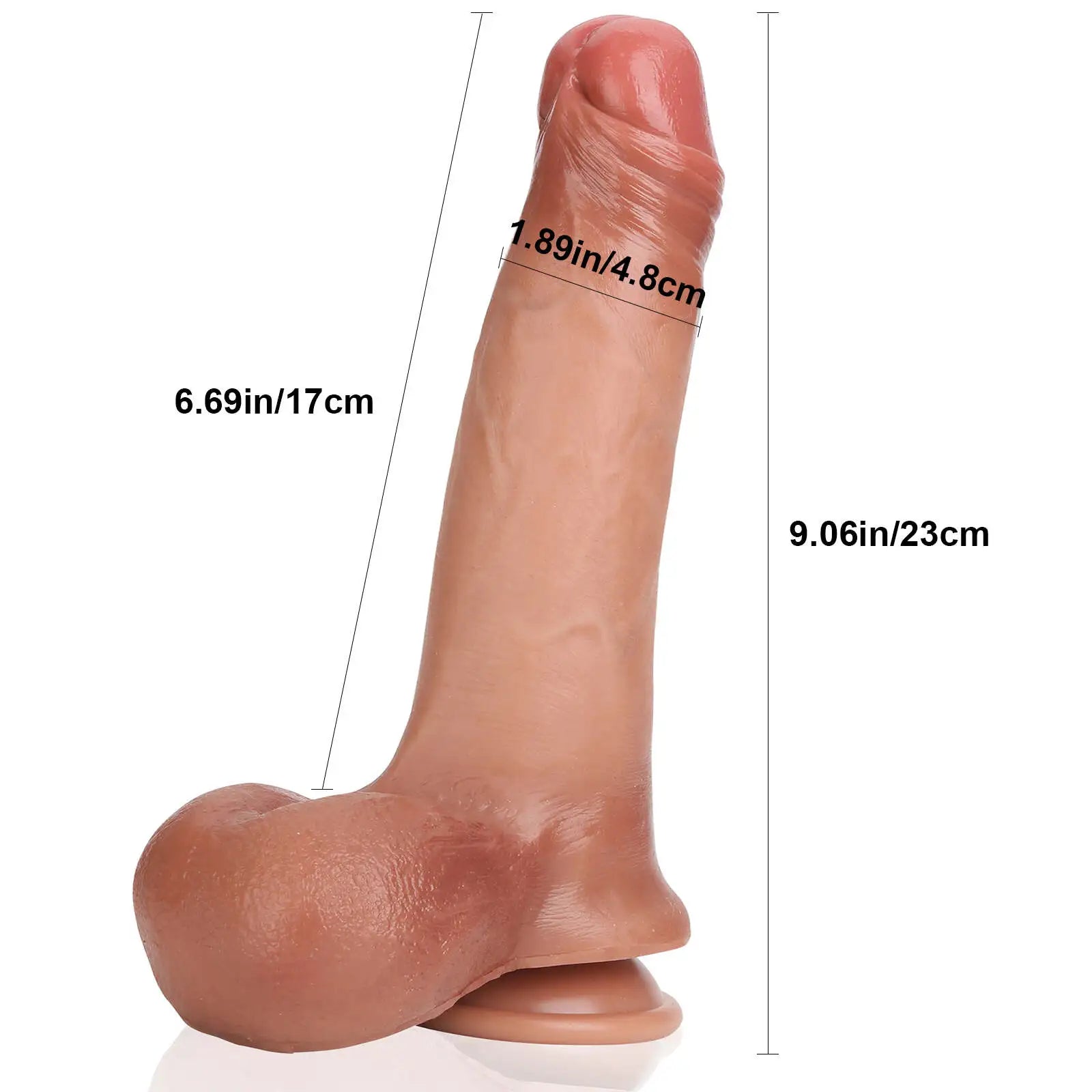 Silicone Real Skin Dildo Slideable Skin with Moving Ball 9 Inch