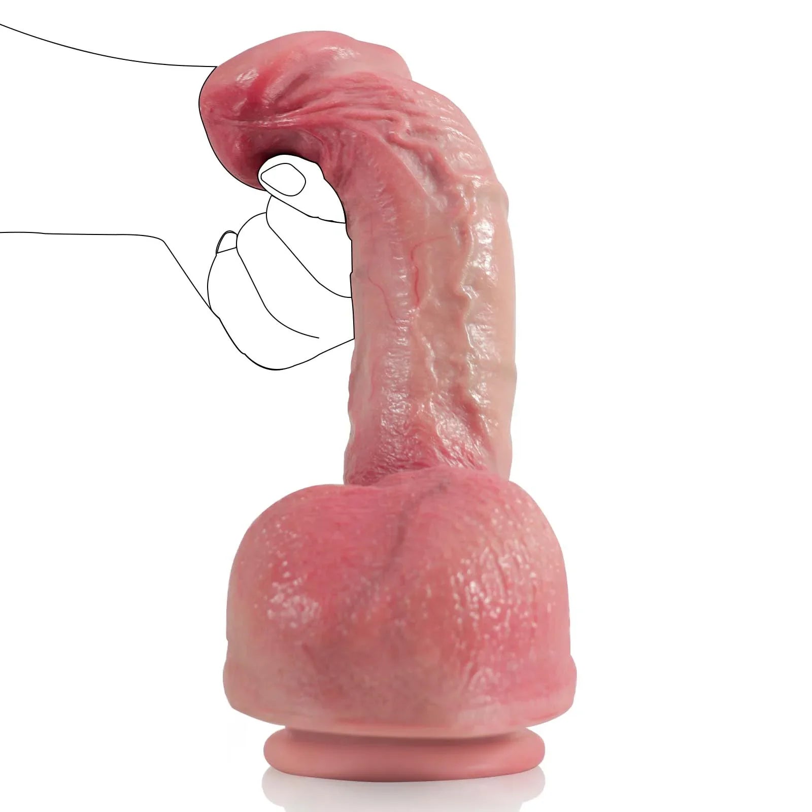 6.2" Realistic Flesh Silicone Small Dildo with Big Balls