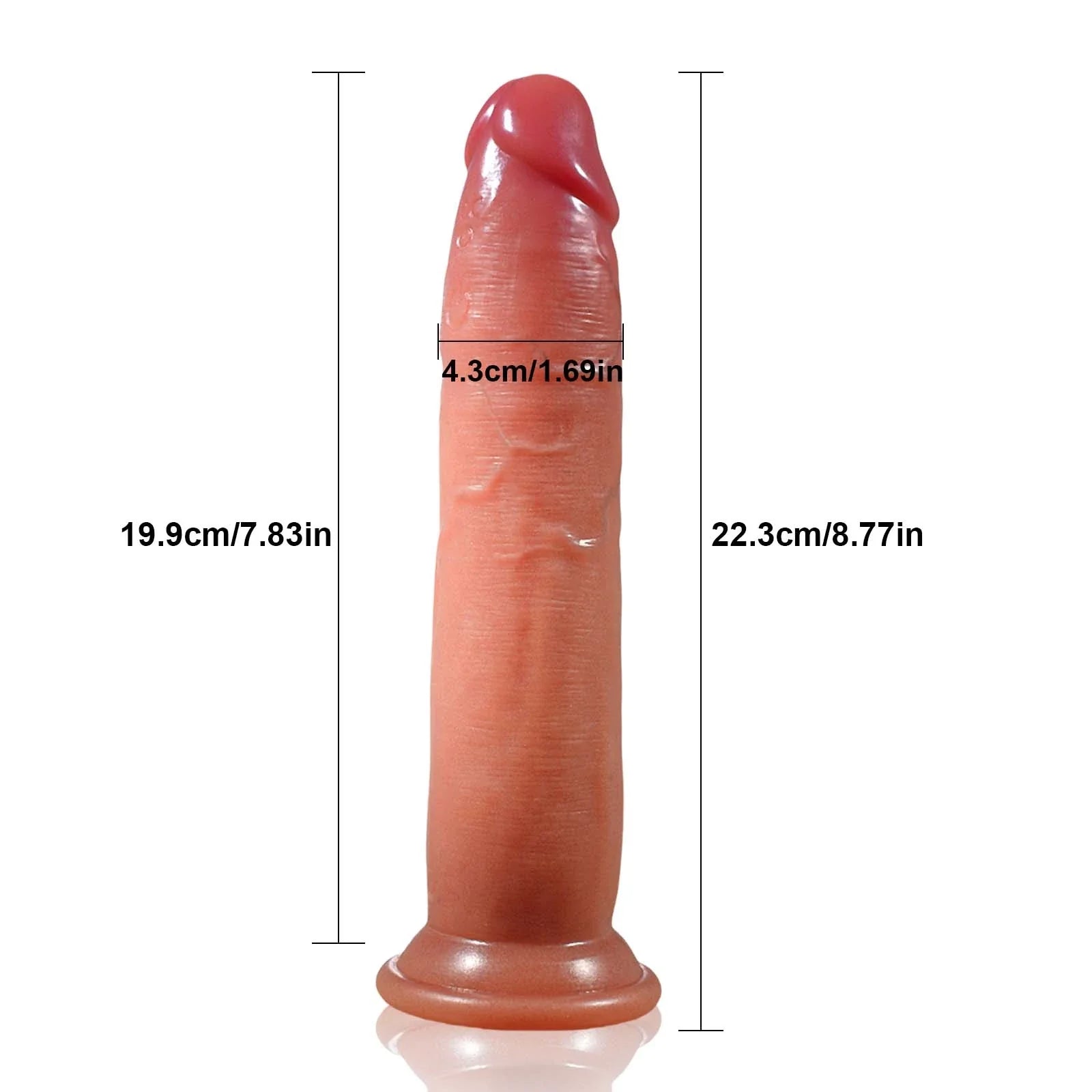 8"-9.5" Sliding Skin Silicone Vibration Anal Dildo - 3 Sizes