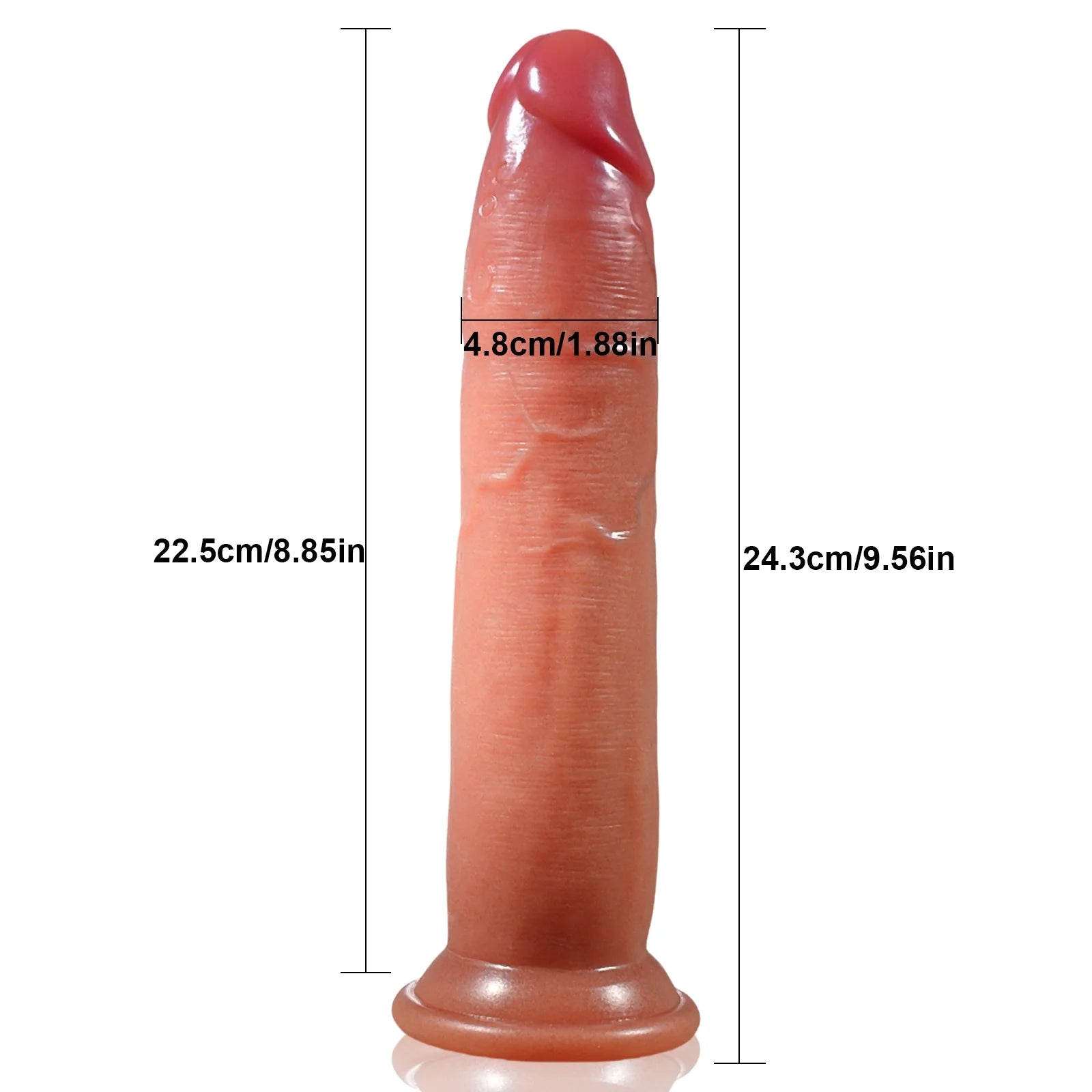 8"-9.5" Sliding Skin Silicone Vibration Anal Dildo - 3 Sizes