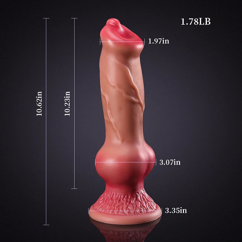 Tan Silicone Big Knot Dog Dildo 10.62 Inch