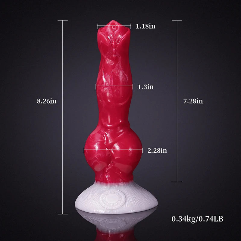 Thick Knot Silicone Dog Dildo 8.26 Inch