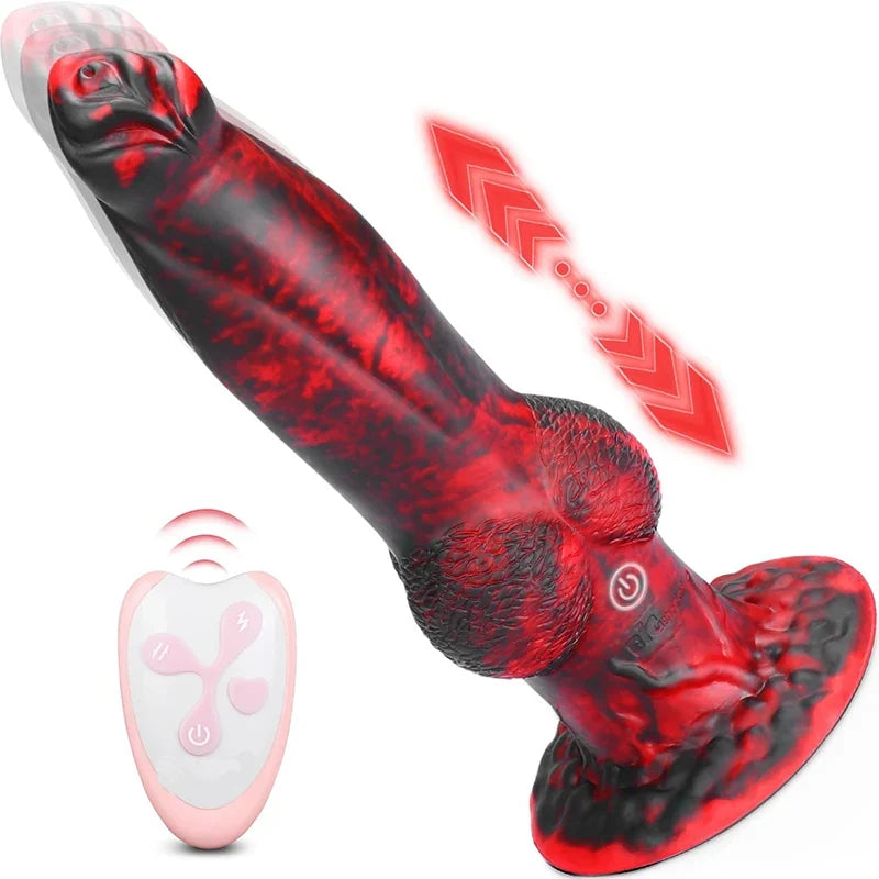 2 In 1 Powerful Thrusting Vibration Silicone Dog Dildo 8.7Inch