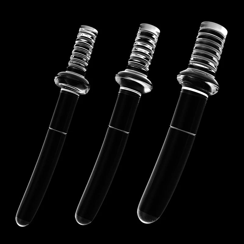 3Pcs Set Clear Handle Glass Dildo