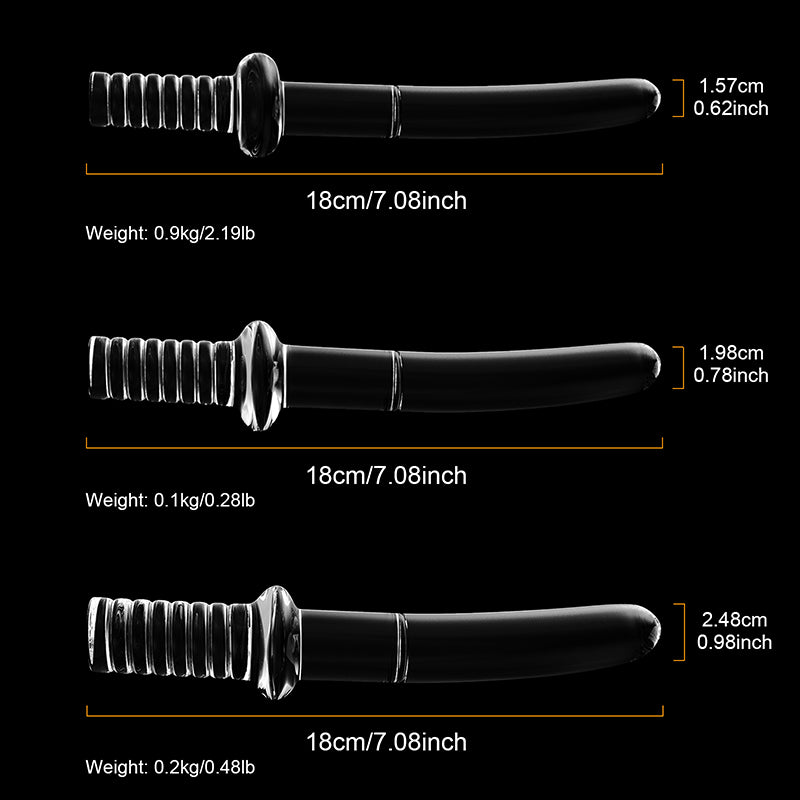 3Pcs Set Clear Handle Glass Dildo