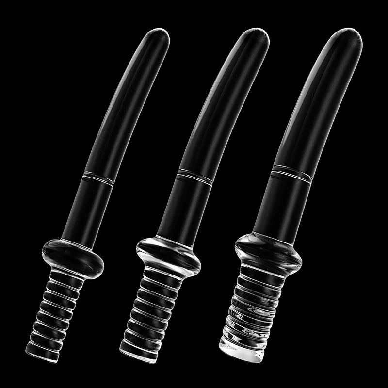 3Pcs Set Clear Handle Glass Dildo